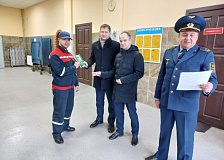 Встреча в трудовом коллективе пожарного аварийно-спасательного поезда на станции Гомель